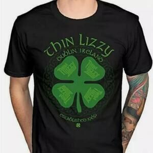 Thin Lizzy Dublin Clover Classic Rock Band Graphic T-Shirt